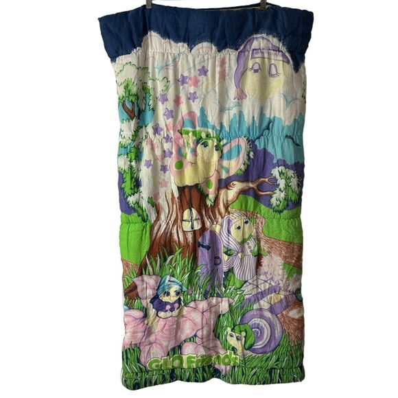 Vintage Hasbro Glo Friends 1983 Sleeping Bag Glo Worms Bugs 80s 52" x 26" - Picture 2 of 12